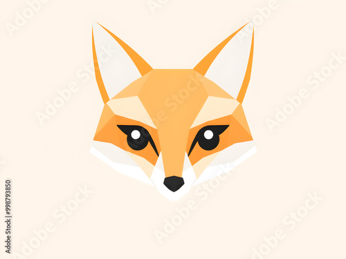 Cute fox head, vector illustration isolated on white background. Flat style. photo