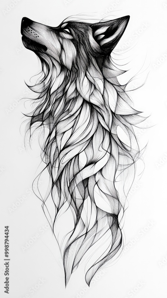 Line drawing dog, black and white Line drawing dog, black and white