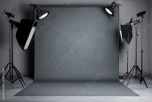 gray paper photo studio background with lighting, AI Generated Images, generative ai