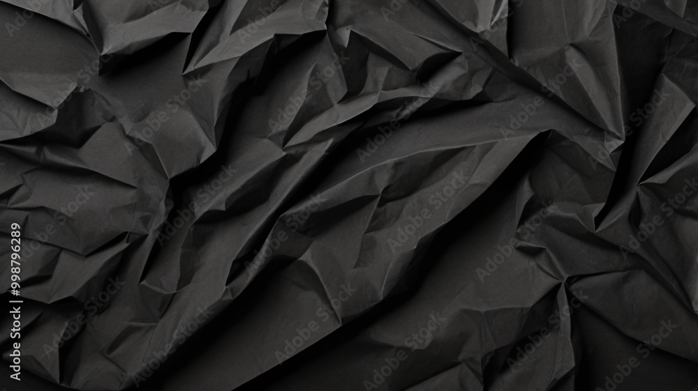 Crumpled black paper with wrinkles and rubbed corners. Old wrapping dusty cardboard Crumpled black paper with wrinkles and rubbed corners. Old wrapping dusty cardboard