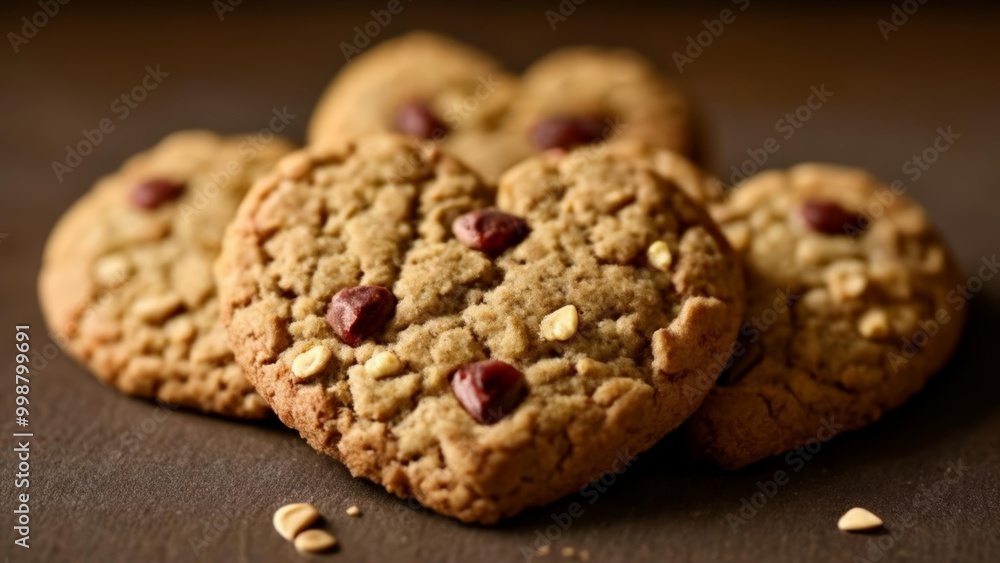 Heartshaped cookies with chocolate chips and nuts Heartshaped cookies with chocolate chips and nuts