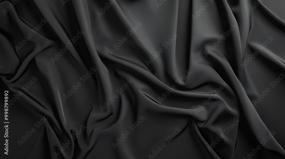 Fototapeta premium Create a sleek and professional backdrop for showcasing objects with this high-quality black cloth fabric backdrop. Its versatile design allows it to be used for various purposes