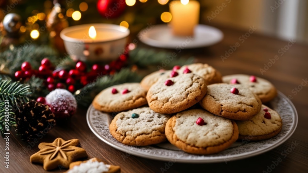 Sweet Christmas Festive cookies and candlelight Sweet Christmas Festive cookies and candlelight