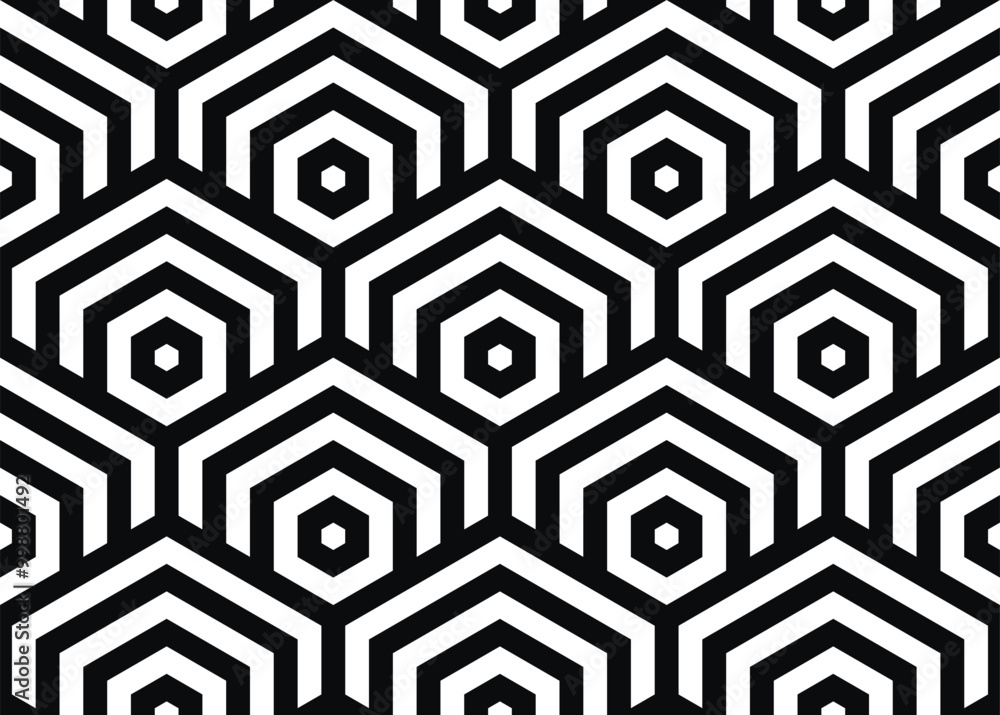 Vector seamless pattern. Modern stylish texture. Repeating geometric tiles with hexagonal elements.
