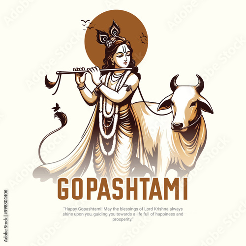 Happy Gopashtami and Gopal Ashtami Celebration Festival social media post banner template photo