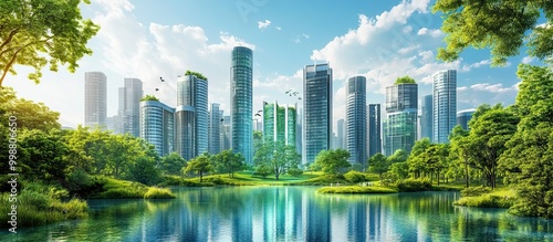 Modern Cityscape with Lush Greenery