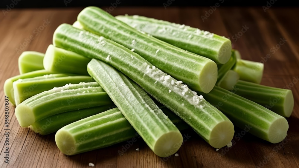 Freshly cut celery stalks ready to be enjoyed Freshly cut celery stalks ready to be enjoyed