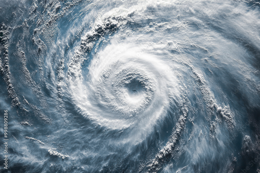 Satellite view of a hurricane storm