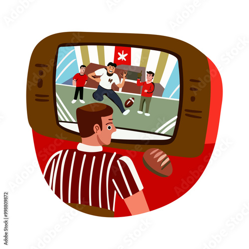 Match replay illustration in flat style 