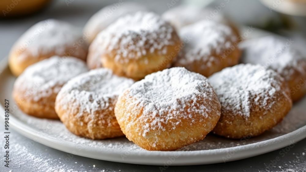 Deliciously dusted pastries ready to be savored Deliciously dusted pastries ready to be savored