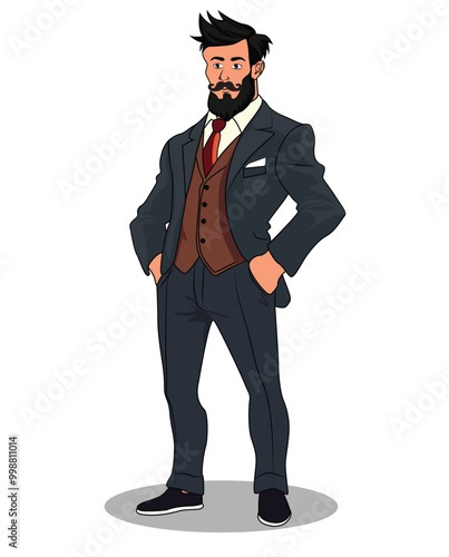 A Handsome stylish businessman cartoon character design