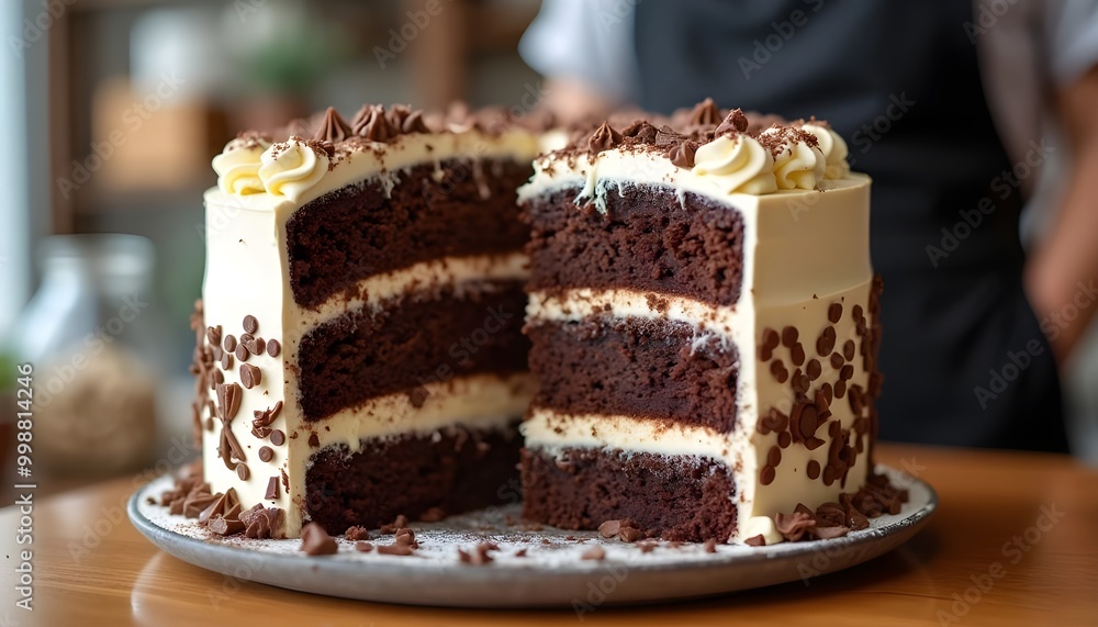 Delicious chocolate & Vanilla cake with Fruit. Delicious chocolate & Vanilla cake with Fruit.