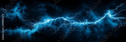 Blue Lightning on a Black Background