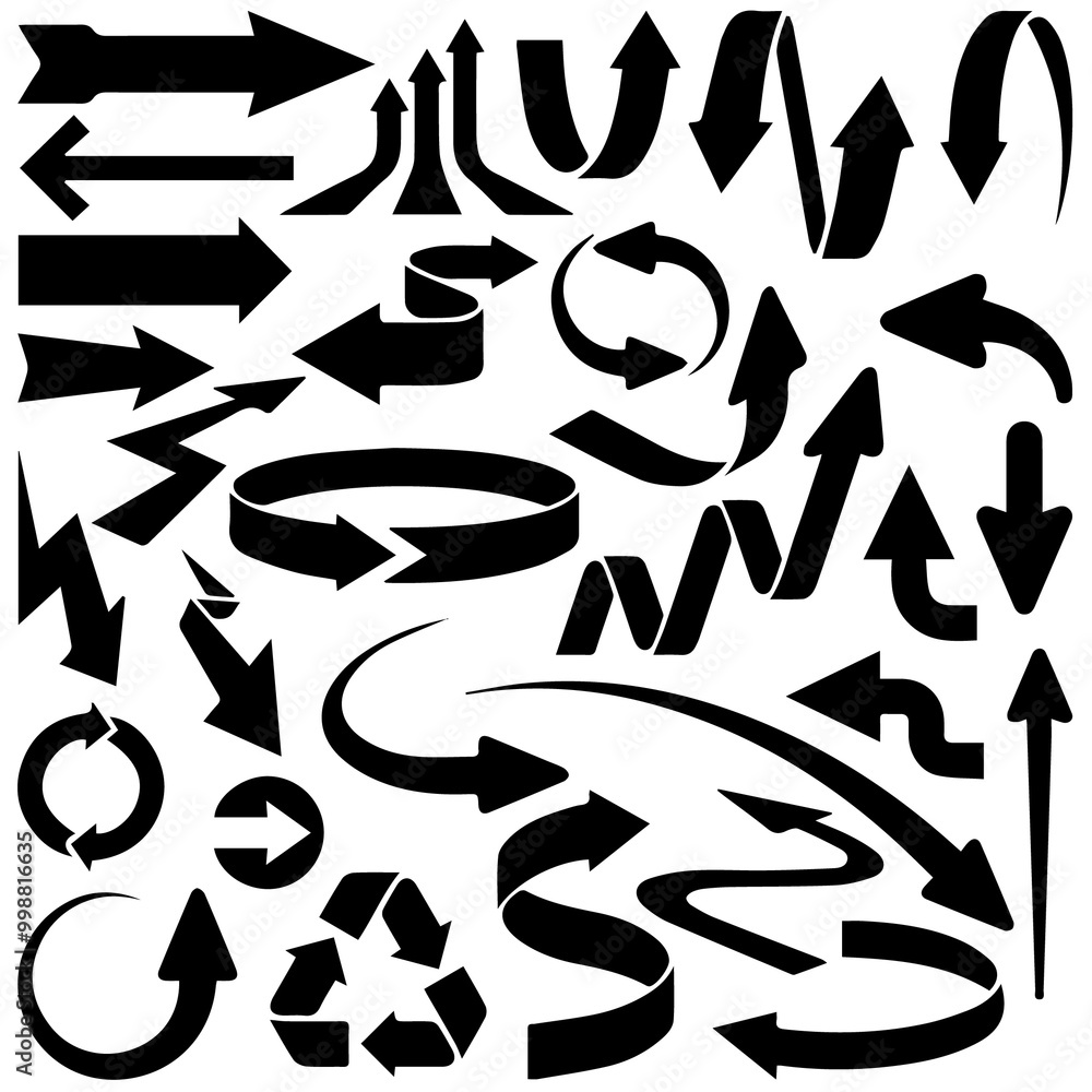 Set of arrows vector black isolated white blackground .arrow vector icon collection arrow Set of arrows vector black isolated white blackground .arrow vector icon collection arrow