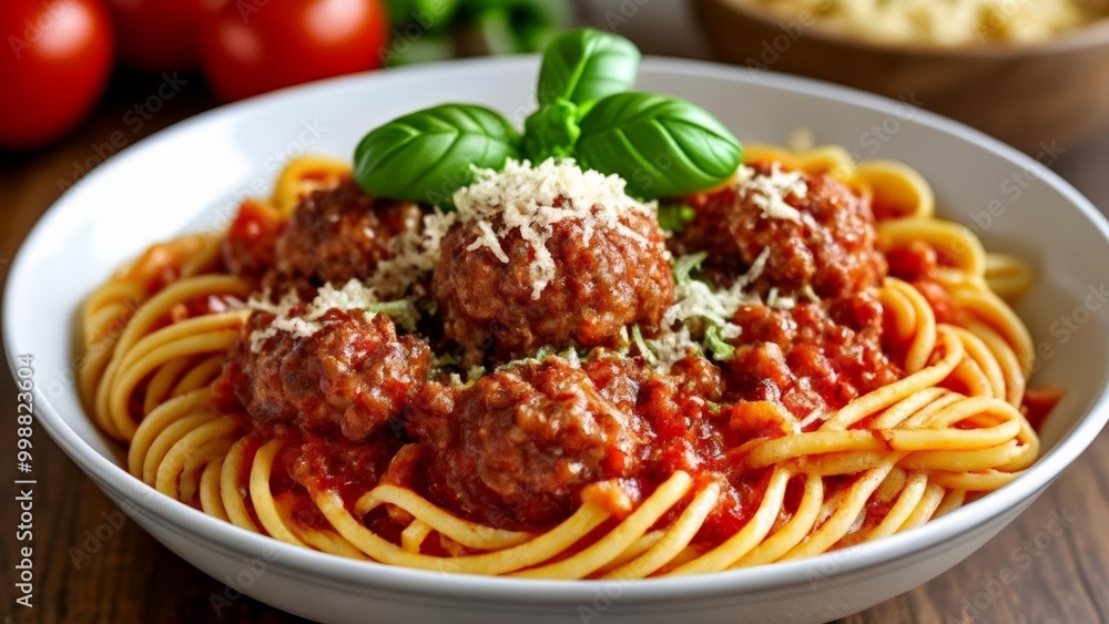 Delicious meatballs and spaghetti ready to be savored Delicious meatballs and spaghetti ready to be savored