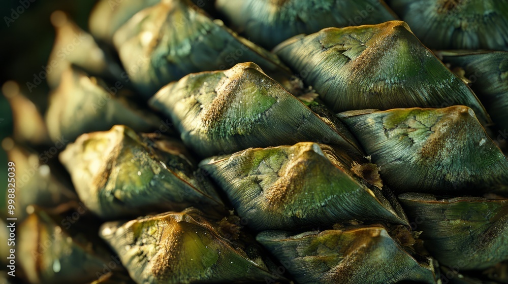 A close-up of a pine cone, its green scales tightly closed, protecting precious seeds nestled within, waiting for spring's warmth. A close-up of a pine cone, its green scales tightly closed, protecting precious seeds nestled within, waiting for spring's warmth.