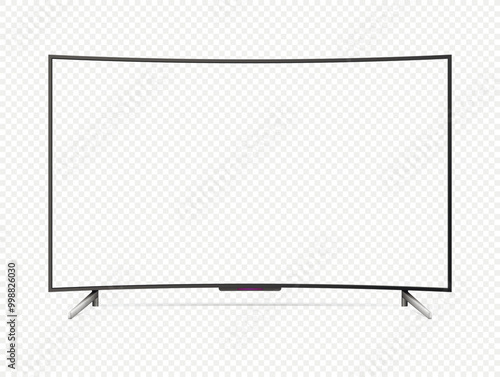 Curved transparent screen lcd tv isolated on transparent background