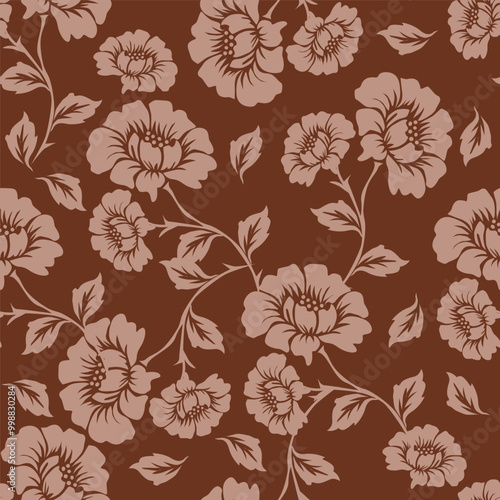 Wallpaper Mural Abstract Digital Hand Drawn Seamless floral pattern background. ready for print digital flower textile allover design Torontodigital.ca