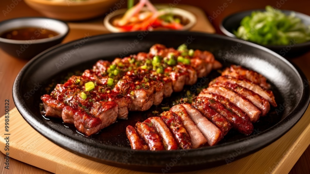 Deliciously grilled meat ready to be savored Deliciously grilled meat ready to be savored