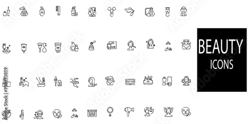Beauty icons set.Vector illustration.