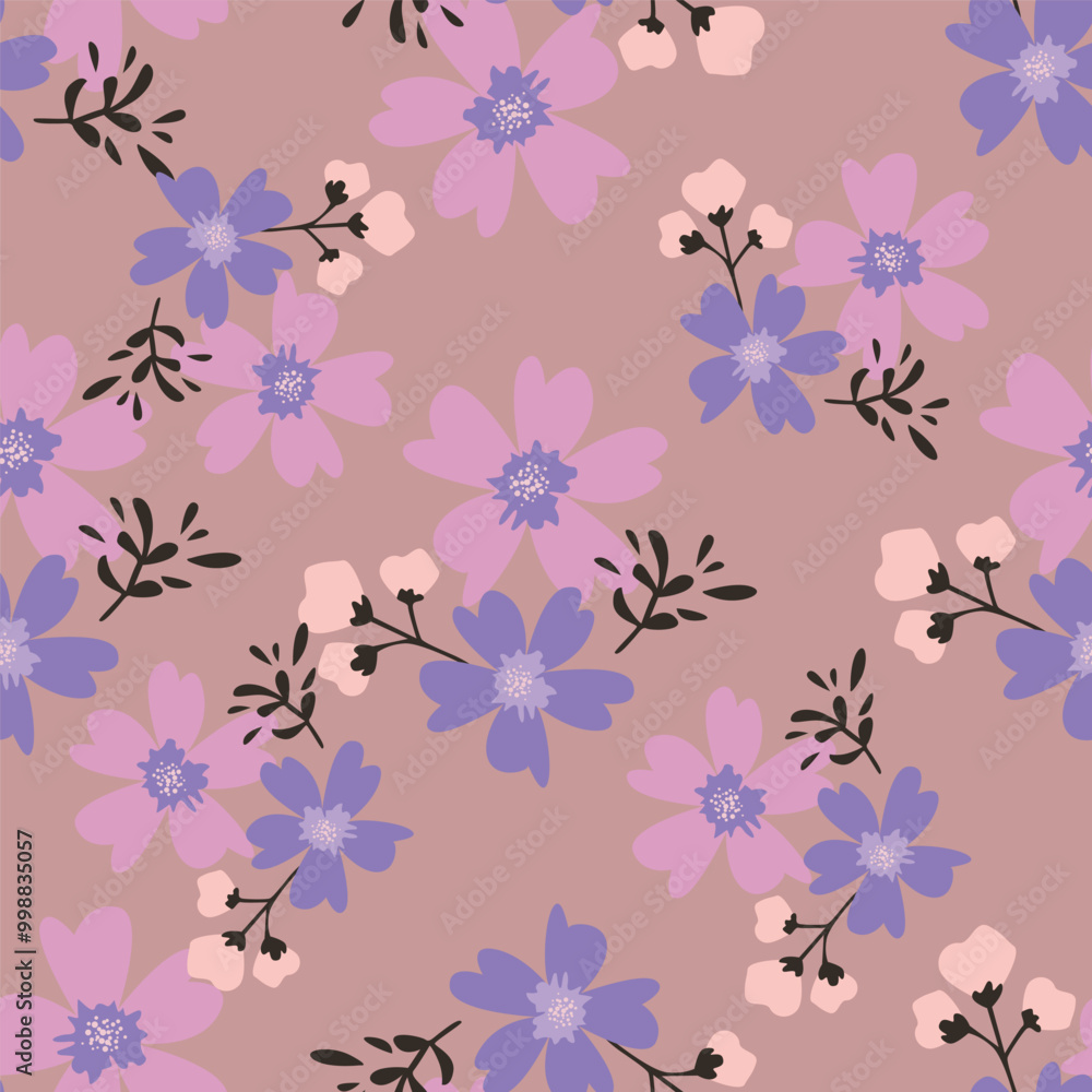 Fototapeta premium seamless pattern with pink narcissus, floral background, daffodil contour pattern