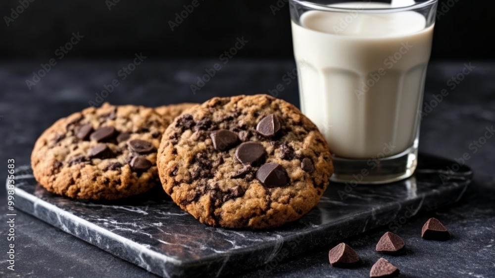 Delicious cookies and milk a classic comfort snack Delicious cookies and milk a classic comfort snack