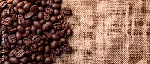  A pile of coffee beans atop a burlap sack