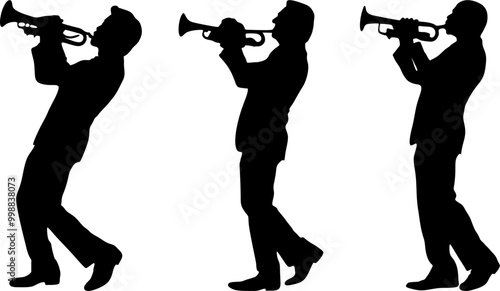 silhouette of a man playing the trumpet,Silhouette of a trumpet player