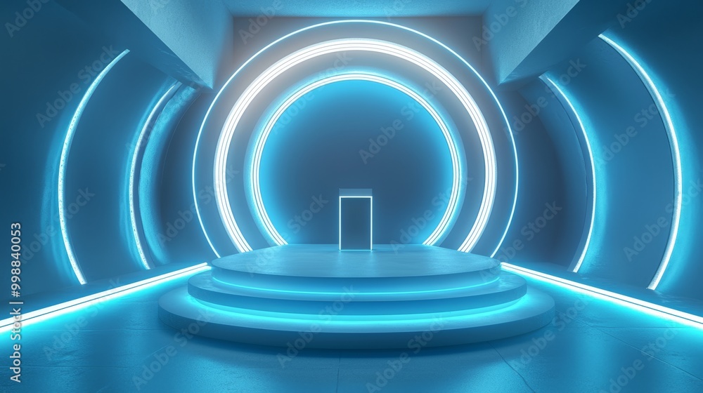 Fototapeta premium Sci-Fi Abstract Minimalistic Flat Podium.