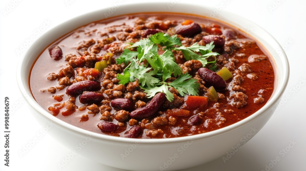 Micro Stock Image of Chili con Carne in a Bowl on White Background Micro Stock Image of Chili con Carne in a Bowl on White Background