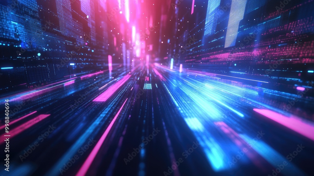 Abstract digital city with glowing neon lights. Abstract digital city with glowing neon lights.
