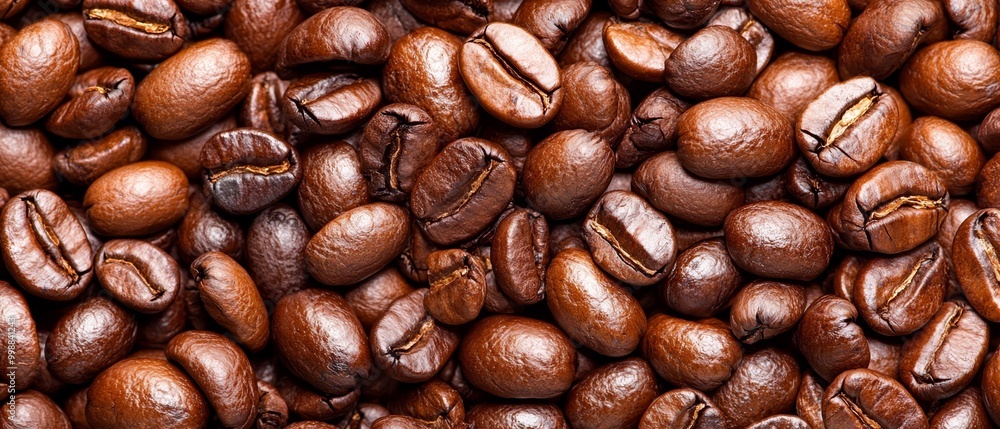 Obraz premium Brown coffee beans stacked in a pile
