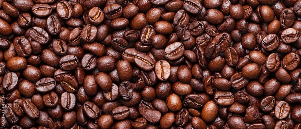 Fototapeta premium A mound of coffee beans with an ample supply in the pile's center