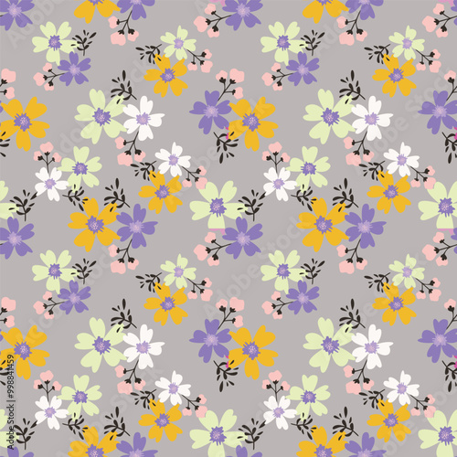Abstract Digital Hand Drawn Seamless floral pattern background. ready for print digital flower textile allover design