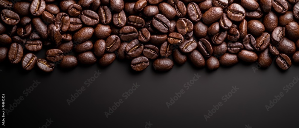 Two piles of coffee beans each atop a black table Two piles of coffee beans each atop a black table
