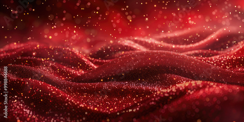 Flowing red glitter background adds luxury and elegance. Perfect for overlays, backgrounds, or transitions, capturing vibrant celebration energy. Enhance projects with festive charm