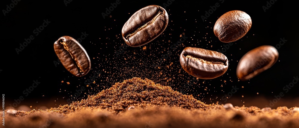A pile of coffee beans atop another, each stacked onto progressively taller piles A pile of coffee beans atop another, each stacked onto progressively taller piles