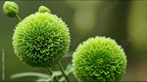  Vibrant green flower buds in bloom