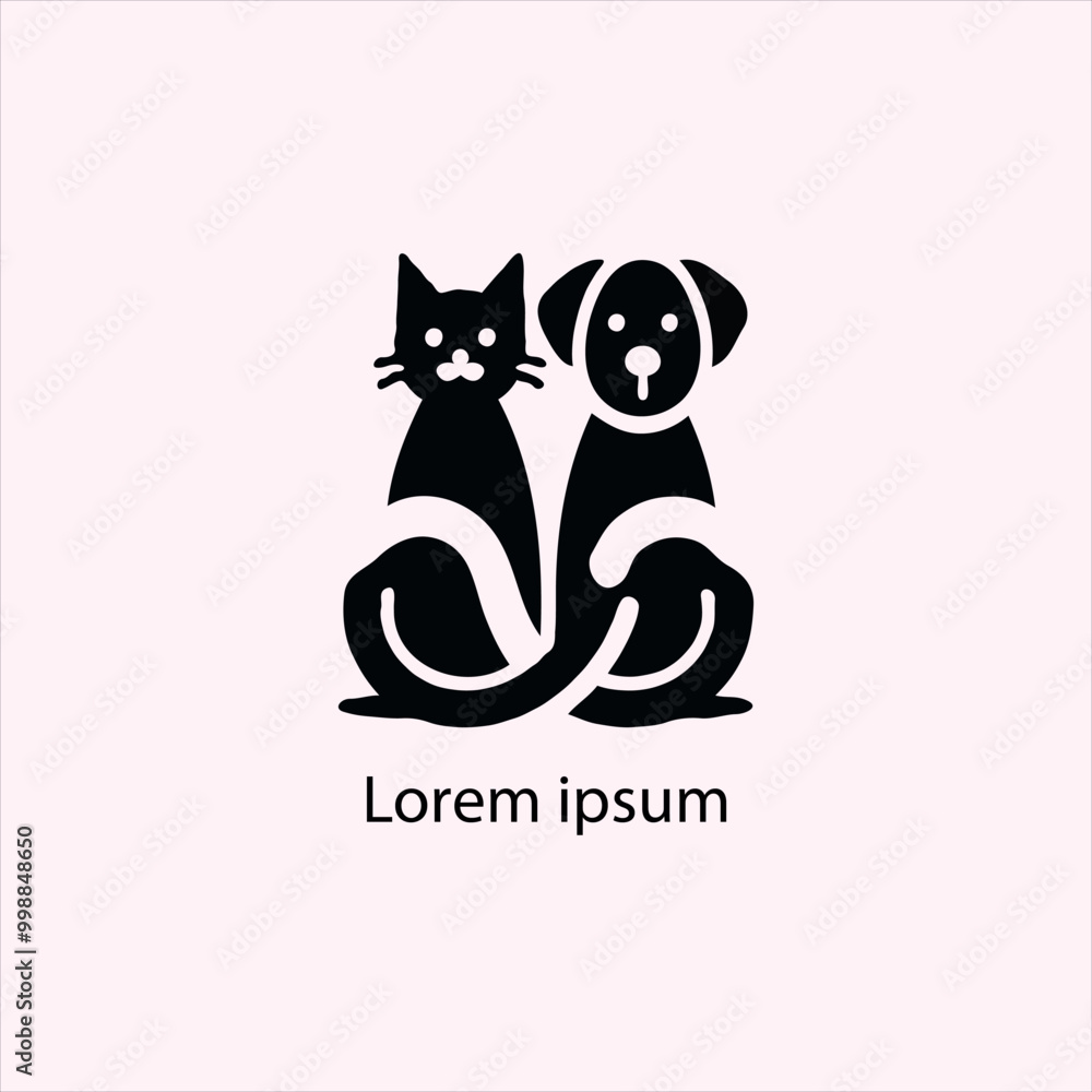 Fototapeta premium cat and dog vector logo set , animal, pet, illustration, vector, cat,