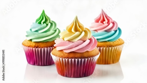  Deliciously colorful cupcakes ready to be enjoyed