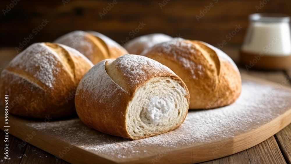 Freshly baked bread ready to be enjoyed Freshly baked bread ready to be enjoyed