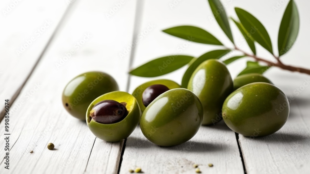 Freshly cracked olives ready to savor Freshly cracked olives ready to savor