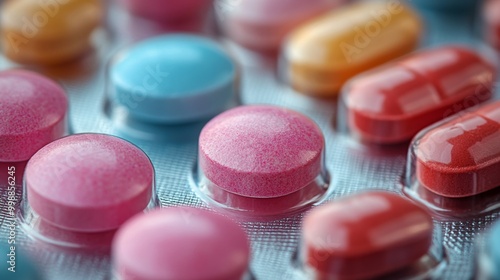 Close-up of Colorful Pills in a Blister Pack