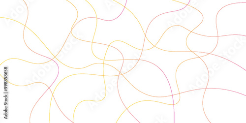 Random pattern colorful line stroke on a transparent background. Chaotic random lines abstract geometric pattern vector background. Decorative golden pattern with tangled curved lines.	