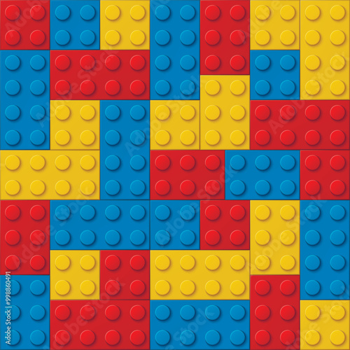 Building brick vector background for sales promotion. Vector Illustration of block brick toy for baby and kid. Seamless texture pattern banner, wall, wallpaper, post, poster, flyer, cover, brochure