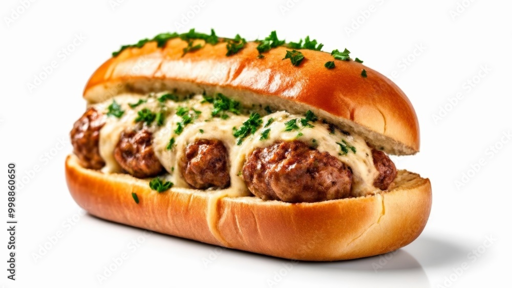 Delicious meatballs on a bun ready to be savored Delicious meatballs on a bun ready to be savored