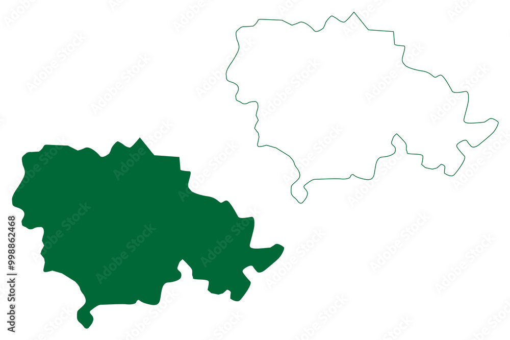 Obraz premium Rohtak district (Haryana State, Republic of India) map vector illustration, scribble sketch Rohtak map