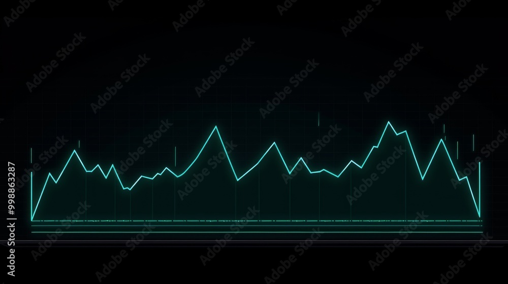 Naklejka premium a digital screen showcasing a floating line graph, representing a rate cut in financial markets