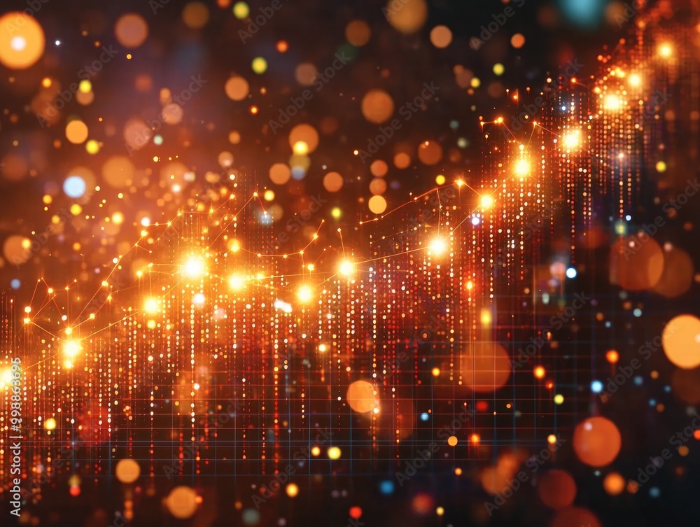 Abstract glowing data visualization with vibrant particles Abstract glowing data visualization with vibrant particles