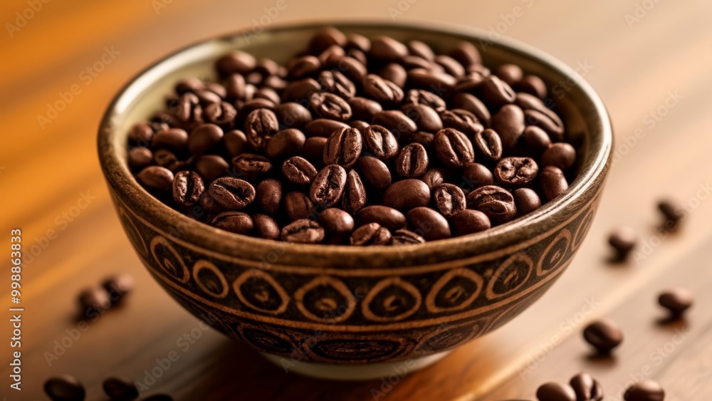Aromatic coffee beans in a bowl ready to brew Aromatic coffee beans in a bowl ready to brew
